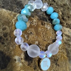 Elegant Blue and White zodiac Sign Beaded Bracelet